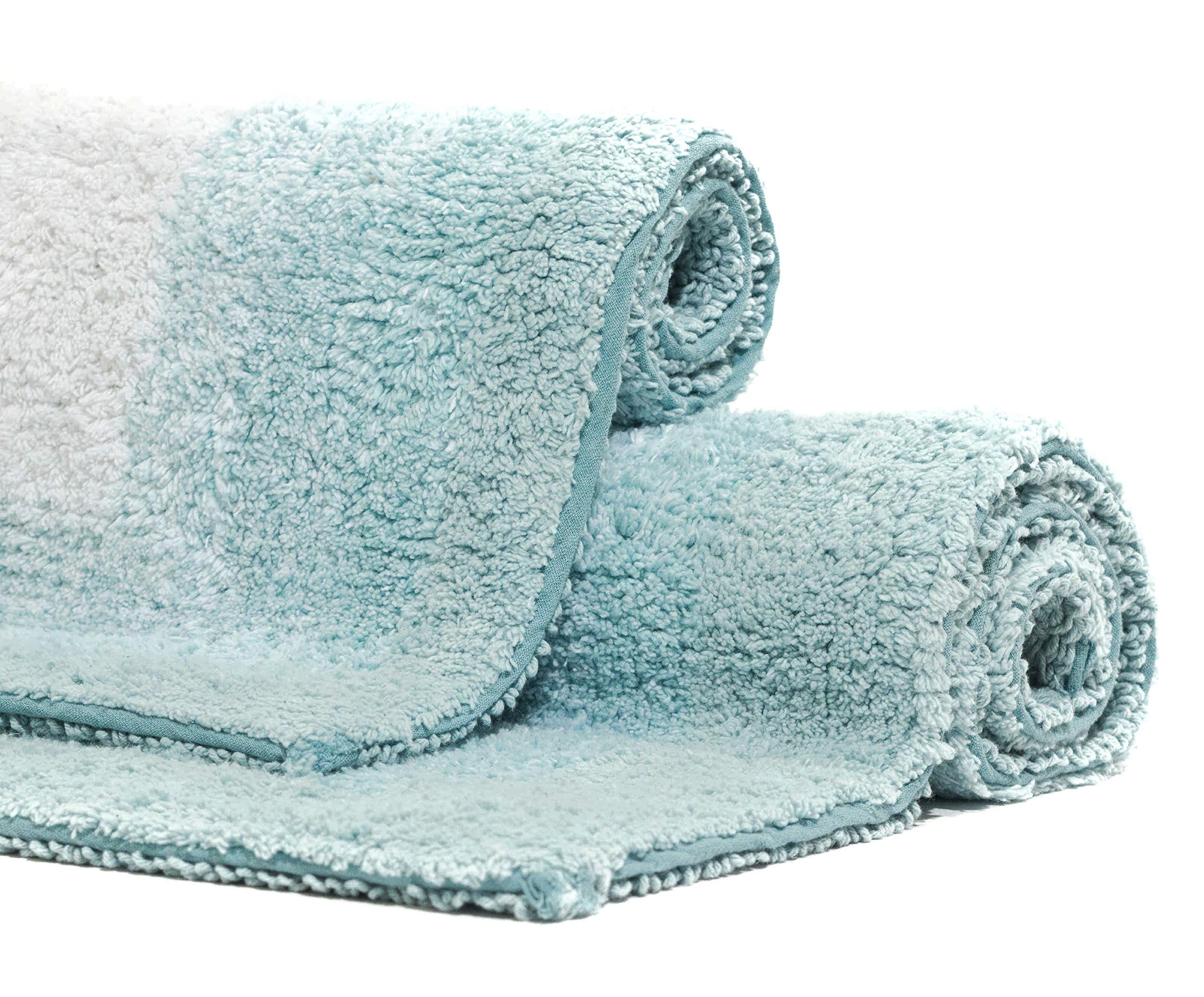 Chesapeake Whitney Ombre Reversible 2Pc. Porcelain Blue Bath Rug Set 18653 (21''X34'' & 17''X24'')